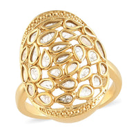 Polki Diamond Ring in 14K YG Over Sterling Silver 1.00 ctw