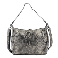 Gold and Black Snake Print Genuine Leather Hobo Bag (11.81"x4"x10.63") with Shoulder Straps