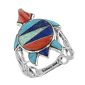 SANTA FE Style Multi Gemstone Turtle Loop Fashion Ring in Sterling Silver 0.90 ctw - Sticky add to cart bar