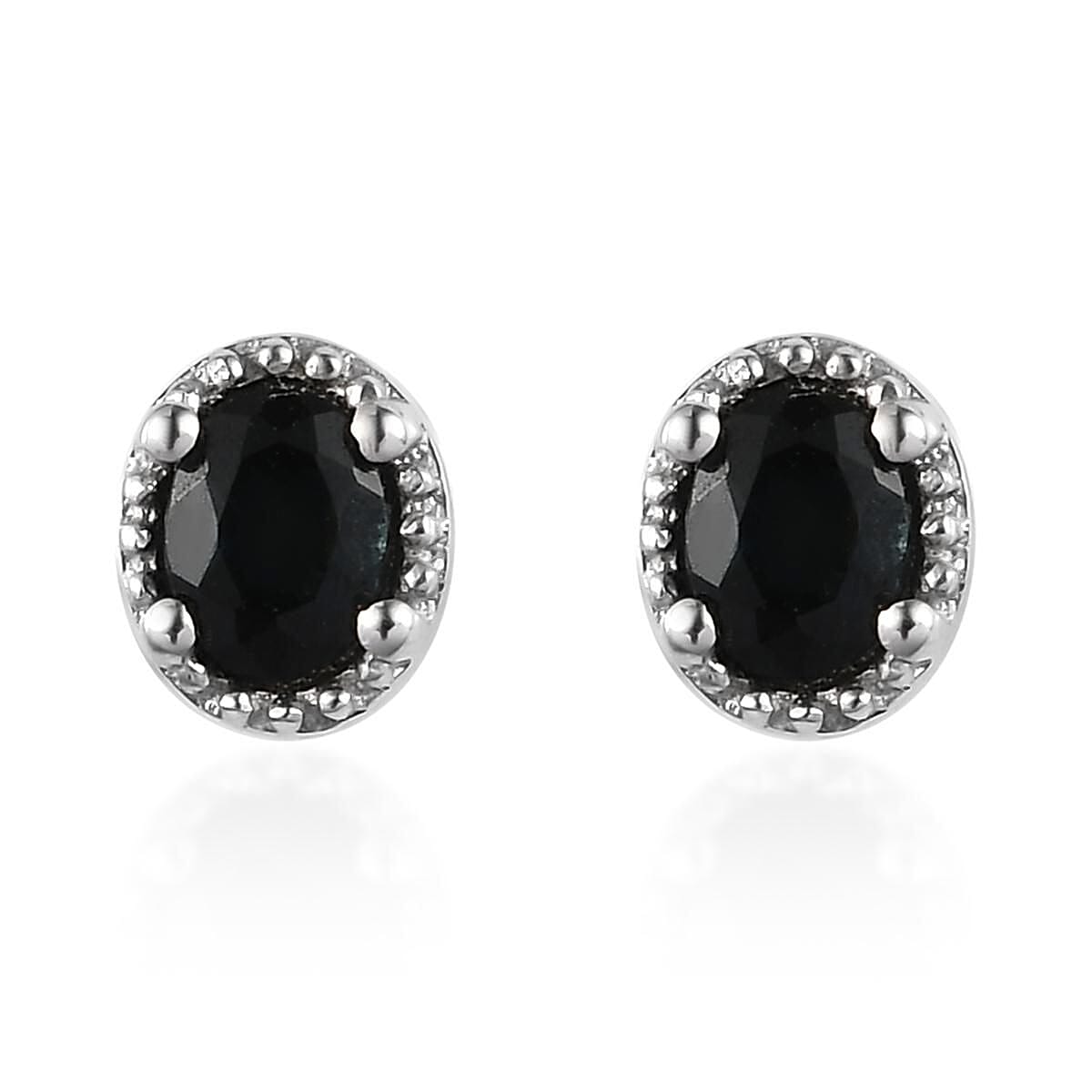 Premium Monte Belo Indicolite Halo Stud Earrings in Platinum Over Sterling Silver 0.30 ctw