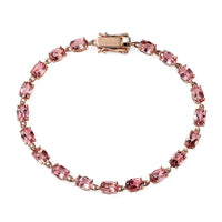 LUXORO 10K Rose Gold Premium Natural Blush Tourmaline Tennis Bracelet (8.00 In) 4.35 Grams 9.90 ctw