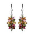 Multi-Tourmaline Lever Back Earrings in Platinum Over Sterling Silver 6.40 ctw - Sticky add to cart bar