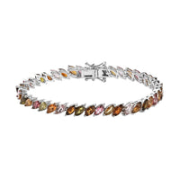 Multi-Tourmaline Tennis Bracelet in Platinum Over Sterling Silver (6.50 In) 8.80 Grams 9.15 ctw