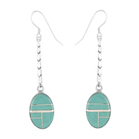 SANTA FE Style Turquoise Dangle Earrings in Sterling Silver 1.90 ctw