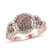 LUXORO 10K Rose Gold Natural Pink and I2 I3 White Diamond Ring 3.80 Grams 0.50 ctw