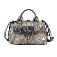 Snake Print Genuine Leather Hobo Bag with Detachable Strap