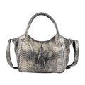 Gold and Black Snake Print Genuine Leather Hobo Bag (11"x6"x9") with 47" Detachable Shoulder Strap and 7" Handle Drop - Sticky add to cart bar