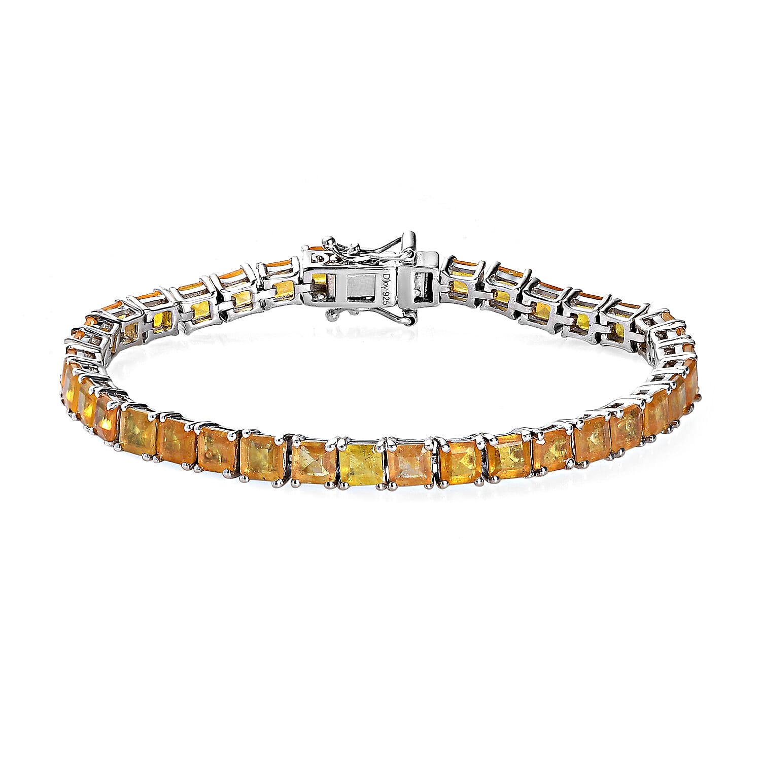 Fissure Filled Yellow Sapphire Cluster Bracelet in Platinum Over Sterling Silver (6.50 In) 10.45 Grams 17.75 ctw