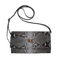 Doorbuster TLV Grand Pelle Handmade 100% Genuine Python Leather Natural Color Crossbody Wallet (7.90"x4.30"x1.60") with Adjustable Shoulder Strap