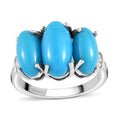 TLV AMERICAN Natural Sleeping Beauty Turquoise, Diamond 3 Stone Ring in Platinum Over Sterling Silver (Size 11.0) 4.85 ctw - Sticky add to cart bar