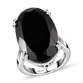 Natural Thai Black Spinel Solitaire Ring in Platinum Over Sterling Silver (Size 10.0) 30.00 ctw - Sticky add to cart bar