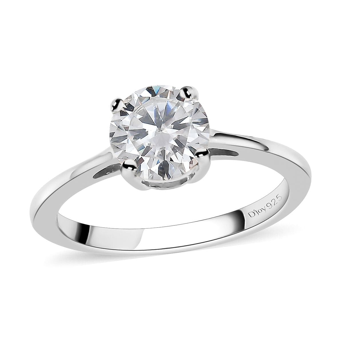 Moissanite VS-EF Solitaire Ring in Platinum Over Sterling Silver (Size 10.0) 1.00 ctw