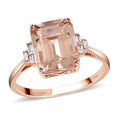 Certified & Appraised LUXORO 14K Rose Gold AAA Marropino Morganite and G-H I1 Diamond Ring 2.45 Grams 4.00 ctw - Sticky add to cart bar