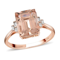 Certified & Appraised LUXORO 14K Rose Gold AAA Marropino Morganite and G-H I1 Diamond Ring 2.45 Grams 4.00 ctw
