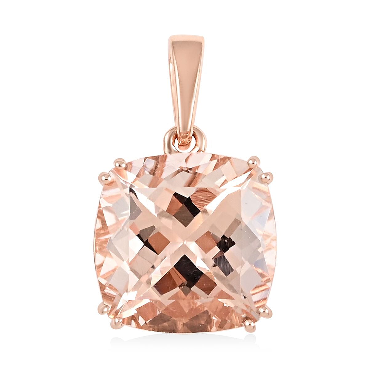 Certified and Appraised Luxoro 14K Rose Gold AAA Marropino Morganite Solitaire Pendant without Chain 5.05 ctw