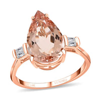 Certified & Appraised LUXORO 14K Rose Gold AAA Marropino Morganite and G-H I1 Diamond Ring 2.35 Grams 4.00 ctw