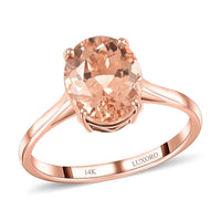 Certified & Appraised LUXORO 14K Rose Gold AAA Marropino Morganite Solitaire Statement Ring