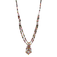 Multi-Tourmaline Water Fall Necklace 18 Inches in Platinum Over Sterling Silver 74.60 ctw
