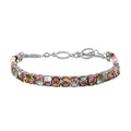 Multi-Tourmaline Fancy Bracelet in Platinum Over Sterling Silver (6.50 In) 15.50 ctw - Sticky add to cart bar
