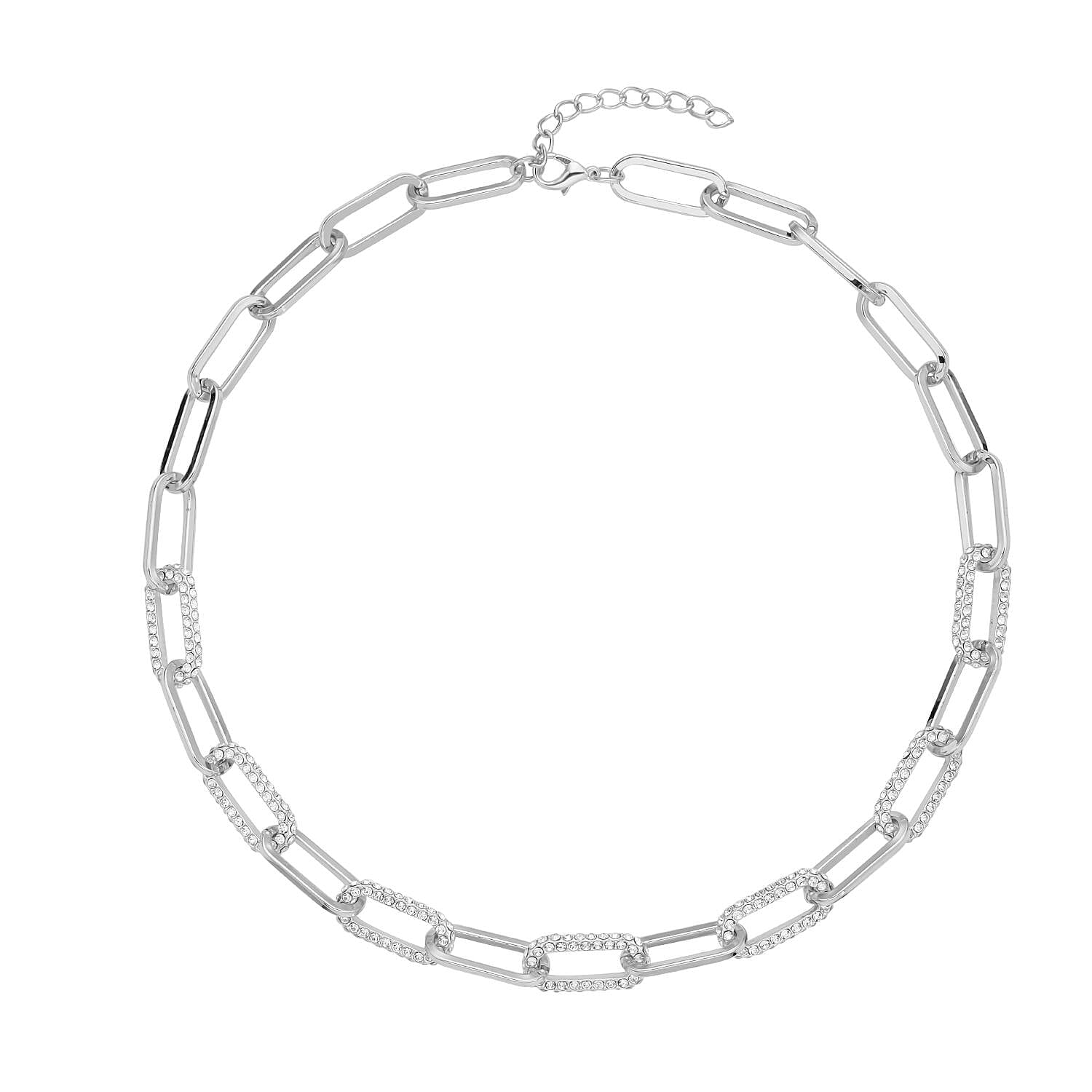 Austrian Crystal Paper Clip Chain Necklace (20-22 Inches)