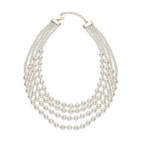 Simulated White Pearl 4-12mm Necklace 21-23 Inches in Goldtone