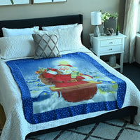 TLV HOMESMART Fleece X'mas Santa Claus Pattern Photo Print Blanket