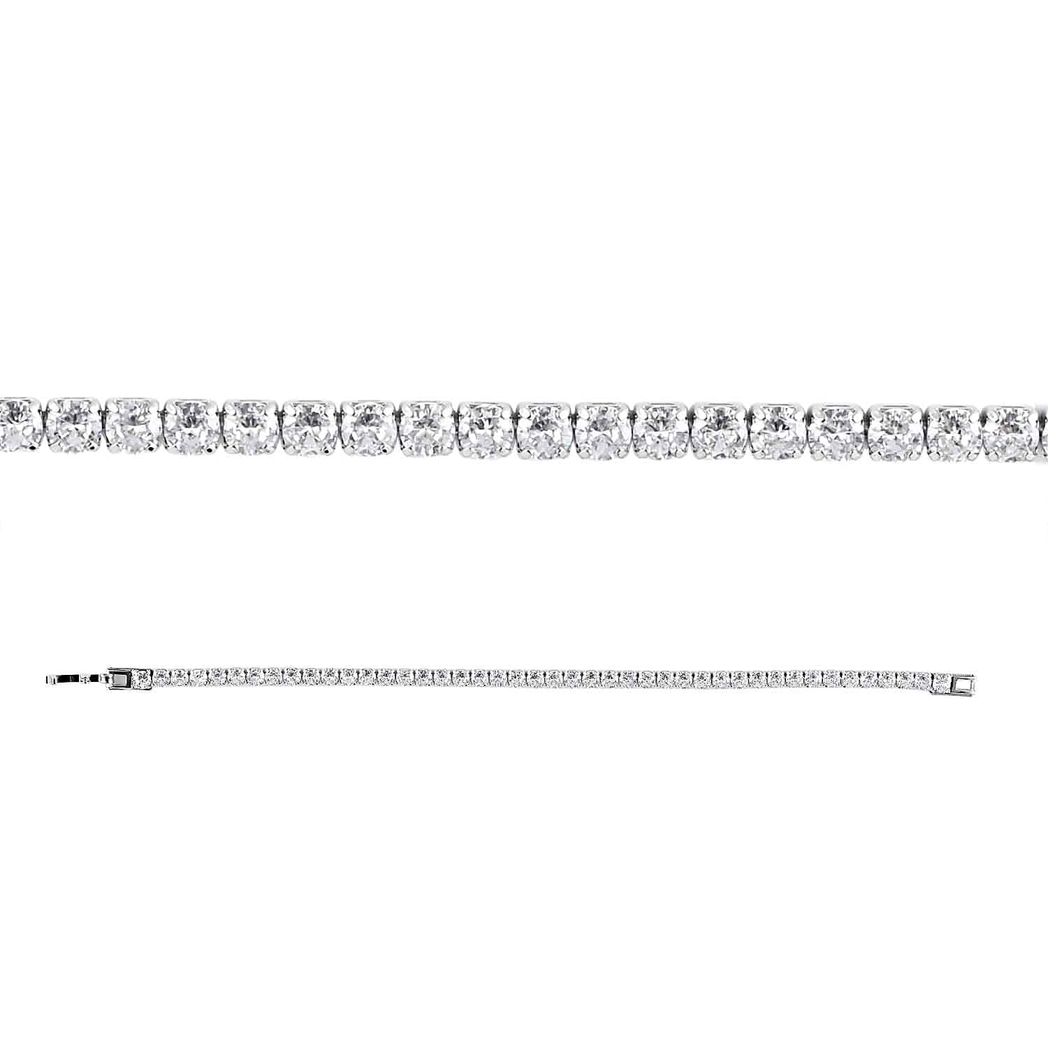 Simulated Diamond Tennis Bracelet in Silvertone (7.00 In) 27.70 ctw