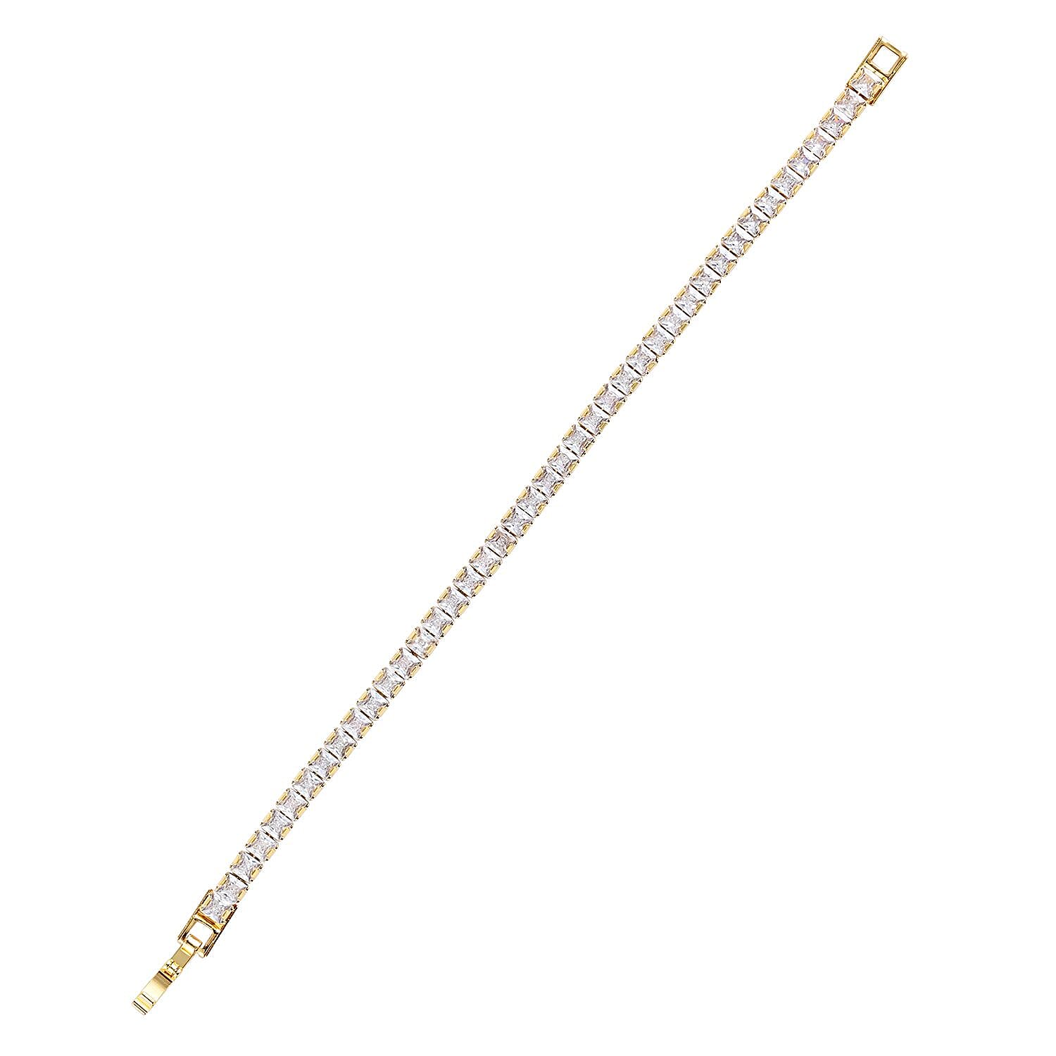 Simulated Diamond Tennis Bracelet in Goldtone (7.25 In) 27.70 ctw