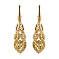 Natural Yellow Diamond I3 Dangle Earrings in Vermeil Yellow Gold Over Sterling Silver 0.50 ctw
