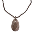 Brazilian Smoky Quartz Pendant with Beaded Necklace (20 Inches) in Rhodium Over Sterling Silver 98.60 ctw - Sticky add to cart bar