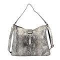 Gold and Black Snake Print Genuine Leather Hobo Bag (16.54"x6"x11") with 47" Detachable Shoulder Strap - Sticky add to cart bar