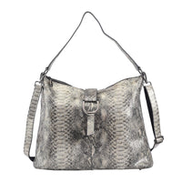 Gold and Black Snake Print Genuine Leather Hobo Bag (16.54"x6"x11") with 47" Detachable Shoulder Strap
