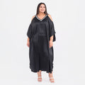 Tamsy Black V Neck Kaftan - One Size Missy - Sticky add to cart bar