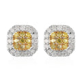 Natural Yellow and White Diamond I3 Stud Earrings in Platinum Over Sterling Silver 0.50 ctw - Sticky add to cart bar
