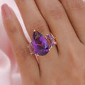 Amethyst 3 Stone Ring in Vermeil Yellow Gold Over Sterling Silver 12.85 ctw - Sticky add to cart bar