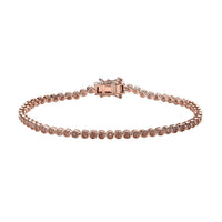 Uncut Natural Pink Diamond Tennis Bracelet in Vermeil Rose Gold Over Sterling Silver (8.00 In) 9.40 Grams 0.75 ctw