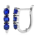 Tanzanian Blue Spinel (DF) 2.30 ctw Huggie Hoop Earrings in Platinum Over Sterling Silver - Sticky add to cart bar