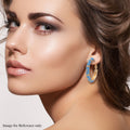 White Austrian Crystal and Turquoise Blue Color Enameled Hoop Earrings in Goldtone - Sticky add to cart bar