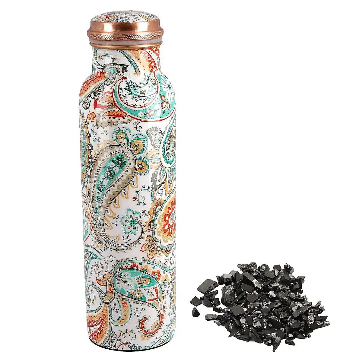 Homesmart Paisley Pattern Printed Solid Copper Bottle with
