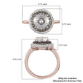 120 Facets Moissanite (Rnd 8mm) (VS-EF), Natural Champagne and White Diamond (0.40 cts) Double Halo Ring in Vermeil RG Over Sterling Silver (Size 10.0) 2.15 ctw - Sticky add to cart bar