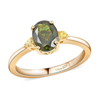 Premium Chrome Tourmaline, Canary Tourmaline Ring in Vermeil YG Over Sterling Silver (Size 10.0) 1.25 ctw