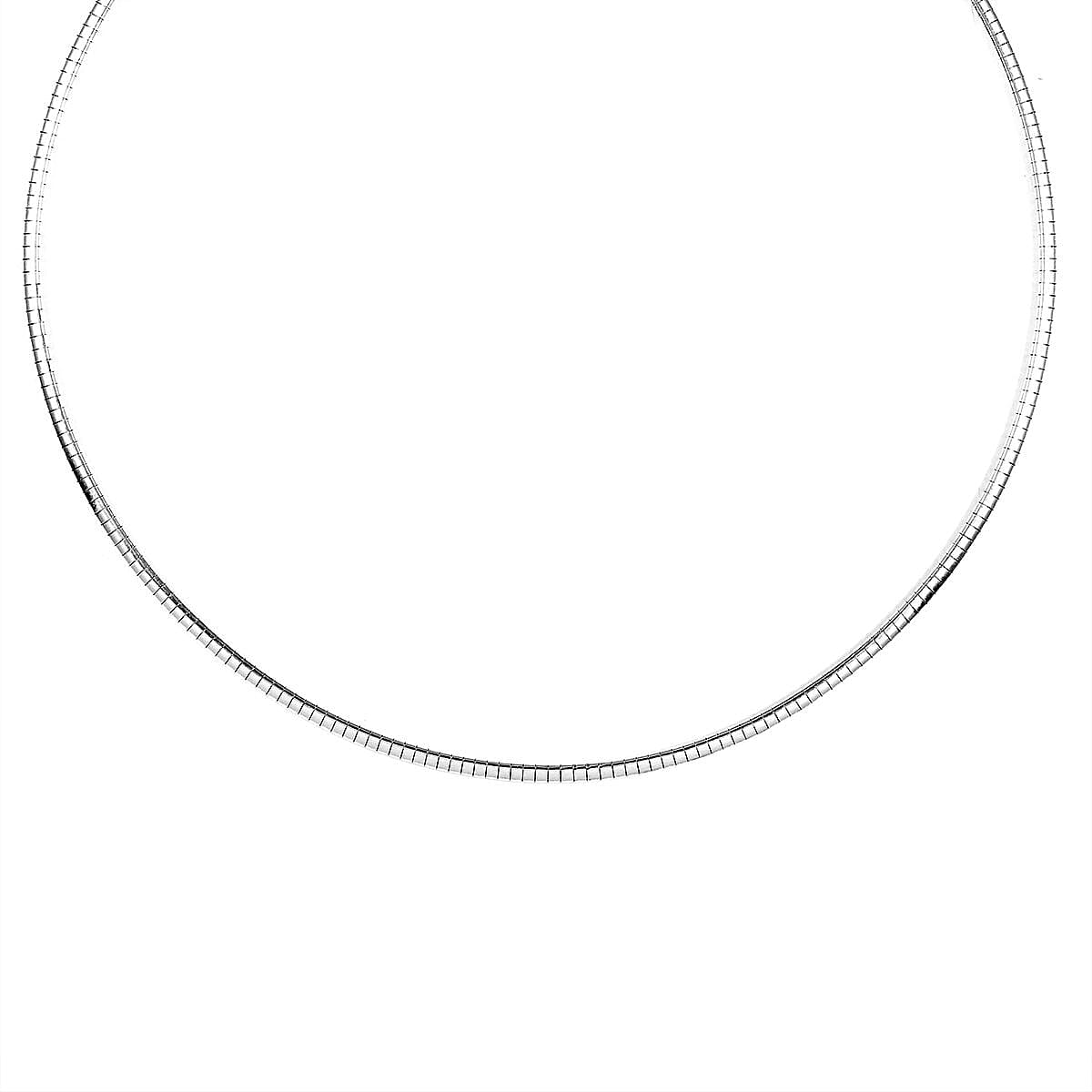 Italian Sterling Silver 2mm Omega Necklace 18 Inches 10.40 Grams
