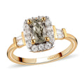 Turkizite, Natural White Zircon Halo Ring in Vermeil YG Over Sterling Silver (Size 8.0) 1.15 ctw - Sticky add to cart bar