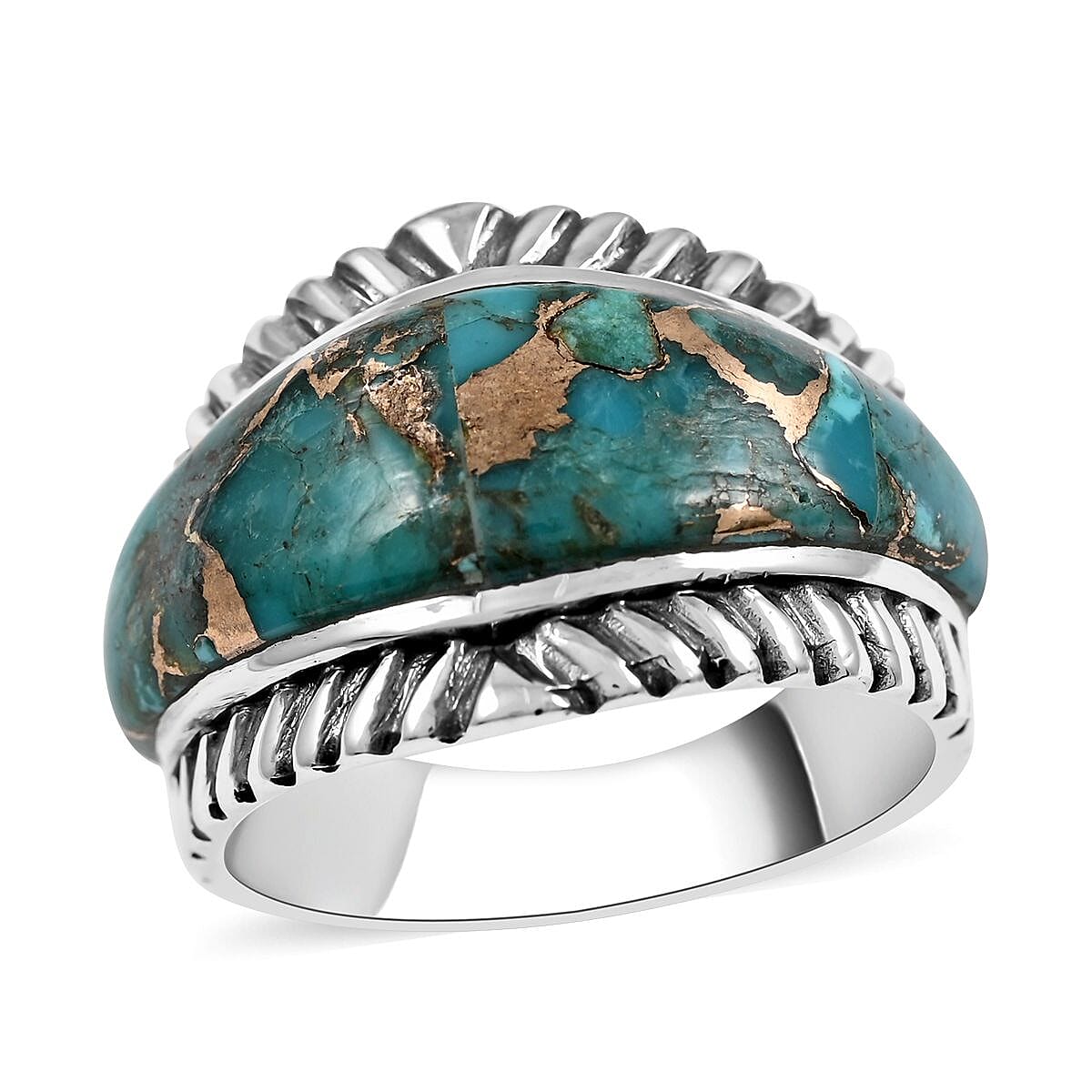 SANTA FE Style Mojave Blue Turquoise Ring in Sterling Silver 3.70 ctw
