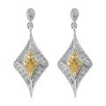 Natural Yellow and White Diamond I3 Dangle Earrings in Rhodium and Platinum Over Sterling Silver 0.50 ctw - Sticky add to cart bar