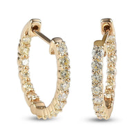 Luxoro 10K Yellow Gold I2-I3 Natural Yellow Diamond Inside Out Hoop Earrings 1.00 ctw