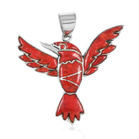 SANTA FE Style Kingman Turquoise Bird Pendant in Sterling Silver 3.90 ctw