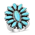 SANTA FE Style Kingman Turquoise Ring in Sterling Silver (Size 10) 1.95 ctw - Sticky add to cart bar