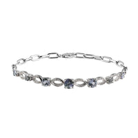 Peacock Tanzanite and Natural White Zircon Paper Clip Chain Bracelet in Platinum Over Sterling Silver (7.25 In) 2.75 ctw