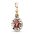 Luxoro 10K Rose Gold Premium Natural Blush and Canary Tourmaline and Diamond Halo Pendant 2.50 ctw - Sticky add to cart bar